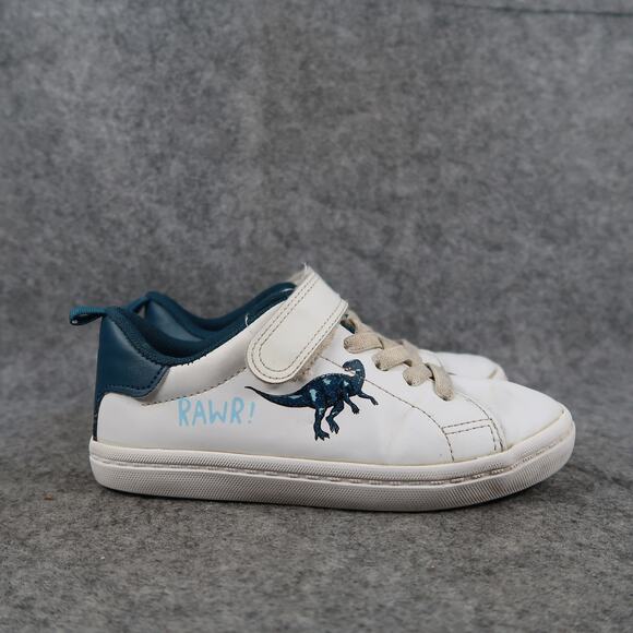 H&M Other - H&M Shoes Kids 12 Sneakers Rawr Dinosaur Easy On Casual Adjustable Strap White